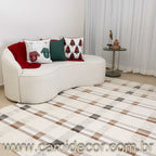 Tapete para Sala Xadrez Neutro Elegance 200 x 250cm