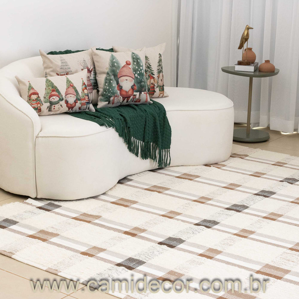 Tapete para Sala Xadrez Neutro Elegance 200 x 300cm