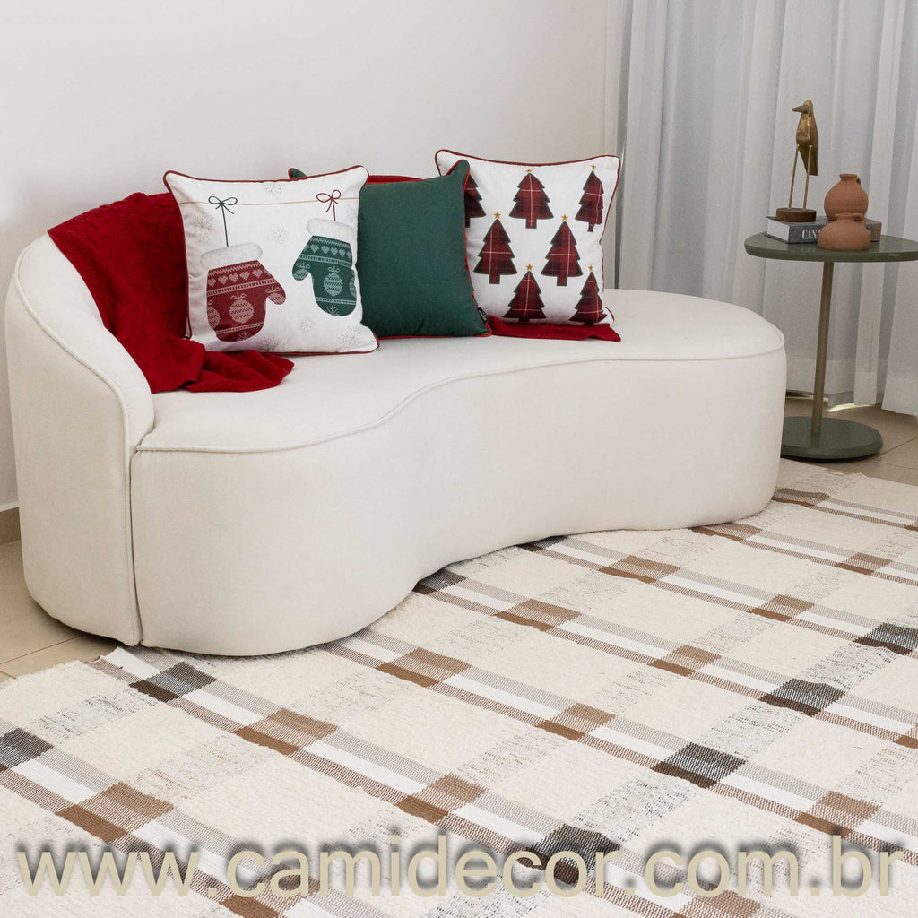 Tapete para Sala Xadrez Neutro Elegance 200 x 300cm