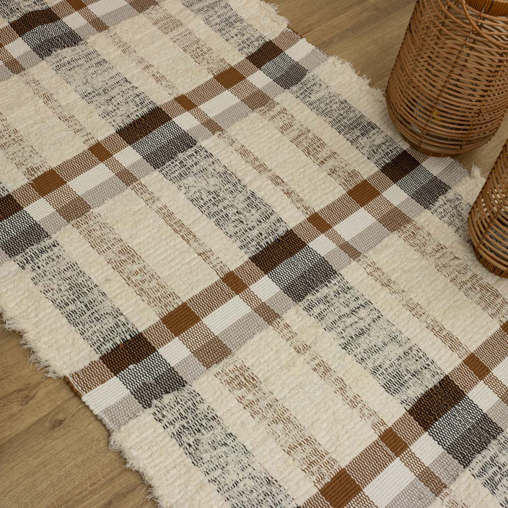 Tapete Xadrez Neutro Elegance  80 x 250cm